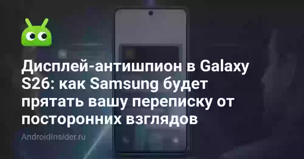 Дисплей-антишпион в Galaxy S26: как Samsung будет прятать вашу переписку от посторонних взглядов